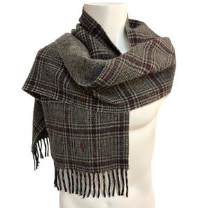 Polo Ralph Lauren Reversible Wool Blend Scarf 🇮🇹 – Plaid & Herringbone